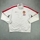 Nike Manchester United Track Jacket Mens XL White Full Zip Mock Neck Embroidered