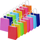 24 Pieces Kraft Paper Party Favor Bags With Handles, 8 Colors Small Gift Bags Bu
