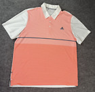Adidas Polo Shirt Mens Size 2XL Orange Stripes Golf Performance Cool