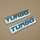 2Pcs Metal Silver & Black TURBO Sport Emblem Decal Wing Trunk Fender Car Sticker (For: Nissan)