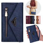 For Samsung Galaxy S22 Ultra Zipper Pocket Wallet Case Crossbody Strap Handbag