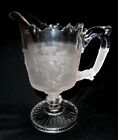 Antique EAPG Gillander and Sons Westward Ho Pioneer Glass Pitcher Creamer as is