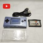 Nintendo GameBoy Micro Console Blue Color w/USB Charger Game Faceplate See Video