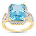 5.00 Cttw Aquamarine Antique Ring 14K Yellow Gold Plated Sterling