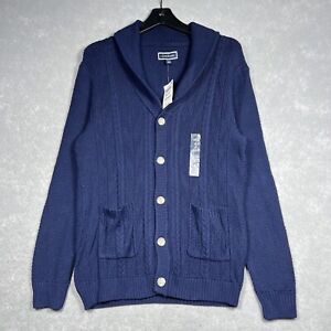 Club Room Sweater Mens Size Small Blue Chunky Shawl Collar Cardigan NWT MSRP $70