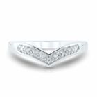 Natural Diamond Shaped Wedding Band Ring 14K White Gold Plated Sterling Silver