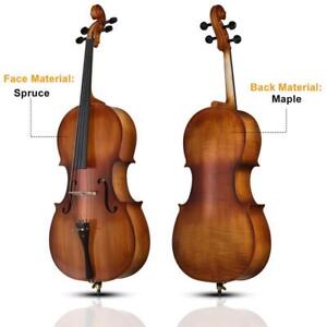 Full Side 4/4 Matte Spruce Panel Acoustic Cello Maple with Bag