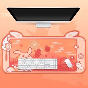 Kawaii Gaming Mouse Pad Nonslip Impact Mat Pink Cute Anime Klee Desk Extra Large