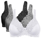Women's Full Coverage Underwired Floral Lace Comfort Unlined Firm Hold 32-52 B-I