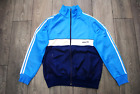 VINTAGE ADIDAS TRACK TOP JACKET 1980's MADE IN WEST GERMANY BLUE SIZE MENS LARGE
