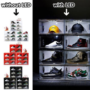 Magnetic Shoe Storage Box Container Stackable Plastic Universal/LED Sneaker Case