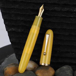 Jinhao 9019 Fountain Pen #8 F/M Heartbeat Nib, Yellow Resin & Large Converter