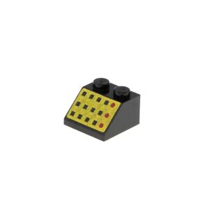 1x LEGO roof stone 45° 2x2 printed black buttons Blacktron 6987 6954 3039p33