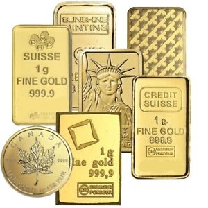Secondary Market - Random Mint - 1 gram .9999 Fine Gold Bar/Round