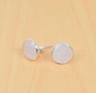 FREE SHIP 925 SOLID STERLING SILVER FACETED PINK ROSE QUARTZ STUD EARRING