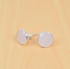 FREE SHIP 925 SOLID STERLING SILVER FACETED PINK ROSE QUARTZ STUD EARRING