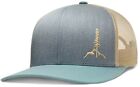 Trucker Hat Heather Gray Smoke Blue Beige Larix Gear, Embroidered Trucker Hat