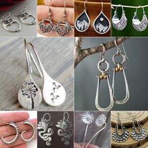 Boho 925 Silver Ear Hook Earrings Drop Dangle Women Wedding Party Jewelry Gifts