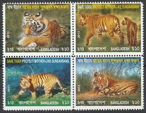 Bangladesh 2013 Fauna Animals Tigers 4 MNH stamps