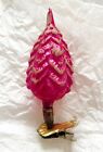 Vintage German Glass Pink Tree Clip-on Figural Ornament Circa Early 1900s