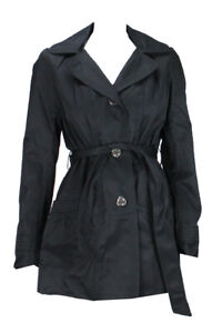 Laundry By Design Black Button-Front Hooded Trench Coat M