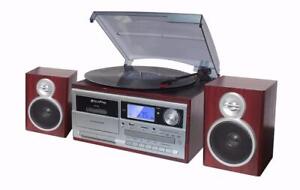 TechPlay ODC128BT Wood Stereo System LP Record Player Bluetooth CD Cassette
