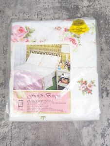 VINTAGE Sears Best French Bouquet Rose Perma Prest Percale Full Flat Sheet NEW