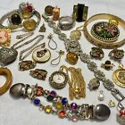 Vintage Junk Drawer Jewelry Lot Gold-Filled Estate Deco Watch Locket Ring Brooch