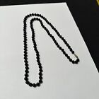Women’s Long Vintage Glass Bead Beaded Black Costume Necklace Approx 37 Inch