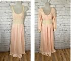 Vintage Lingerie Slip Nightgown & Robe Set Soft Pink White Lace Olga Size Small