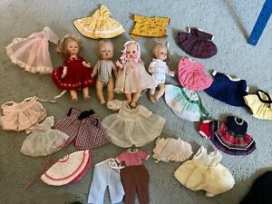 1950s ~ 4 OLD 8” VOGUE style & GINNY style DOLLS~ 2 Dozen VOGUE OUTFITS