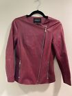 Lafayette 148 Leather Moto Jacket Quilted Biker Burgundy Red Vino Size 2