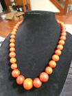 Bakelite Necklace , Orange/brown Color , Graduating Bead Sz, 76 Grams Total 22in