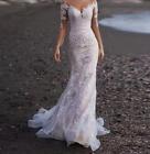 Mermaid Backless Applique Long Sleeve Sweetheart Beach Bride Gowns Wedding Dress