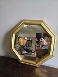 VTG Home Interior Ornate Gold Octagon Shaped Wall Hanging Mirror Shabby Chic