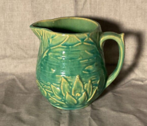 Vintage McCoy Pottery Aqua Water Lily Small Pitcher 124