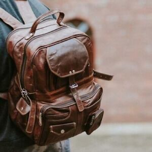 Backpack Leather Travel Men's Genuine New Sling Shoulder Rucksack Vintage Bag