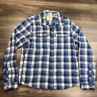 Abercrombie & Fitch Shirt Mens XXL Blue White Check Long Sleeve Button Up Muscle