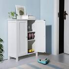 Bathroom Floor Storage Cabinet with Double Door Adjustable 3 Shelves Cabinet