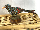 Vintage Miniature Brass Filigree Bird Tibet Coral Turquoise Jeweled Figurine