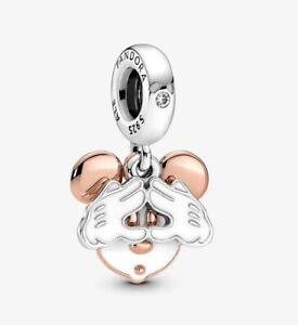 Authentic 925 Silver Pandora Disney Mickey Mouse Double Dangle Charm