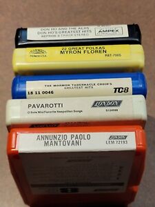 5 Vintage  8-Track Cassette Tapes 70s Don Ho, Pavarotti, Polka, Mantovani
