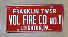 ERROR  FRANKLIN TOWNSHIP VOLUNTEER FIRE COMPANY NO. 1 LEHIGHTON PA LICENSE PLATE