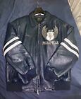 Men’s Navy Leather Pelle Pelle Marc Buchanan Coat Jacket Studded Size 50