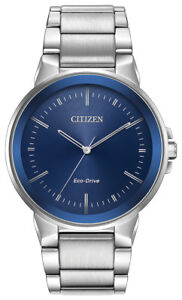 Citizen Eco-Drive Men's Axiom Blue Dial Stainless Steel Watch 41MM BJ6510-51L