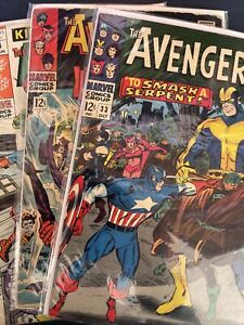Marvel Silver Age Lot  - Avengers 27, 33, King Size Special #4, 188