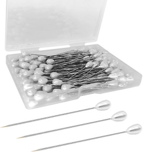 200PCS Corsage Pins Teardrop Pearl Sewing Pins Long 2inch Straight Sewing Wed...