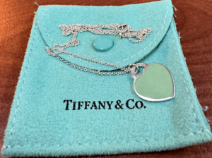 Tiffany & Co. Return to Tiffany Blue Enamel Small Heart Tag Necklace 18” long