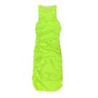 Good American Dress Womens 0 Electric Lime Bodycon Ruched Sides Fitted Mini