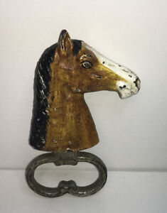 4” Cast Iron Horse Head Bottle Opener Rustic Painted Ear Missing Bar Supplies